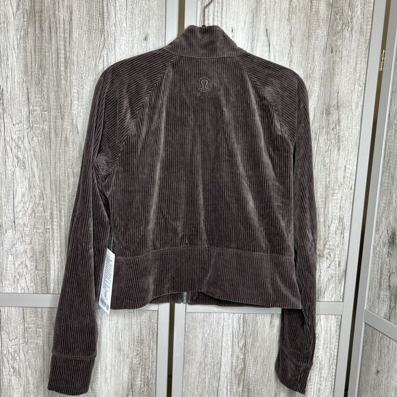 Lululemon Scuba Track Jacket Velvet Cord Full Zip Brown Color Size 12 NWT - Picture 8 of 8